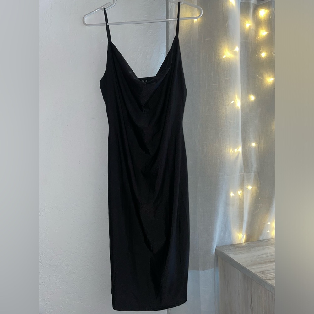 Satin cowl neck dress